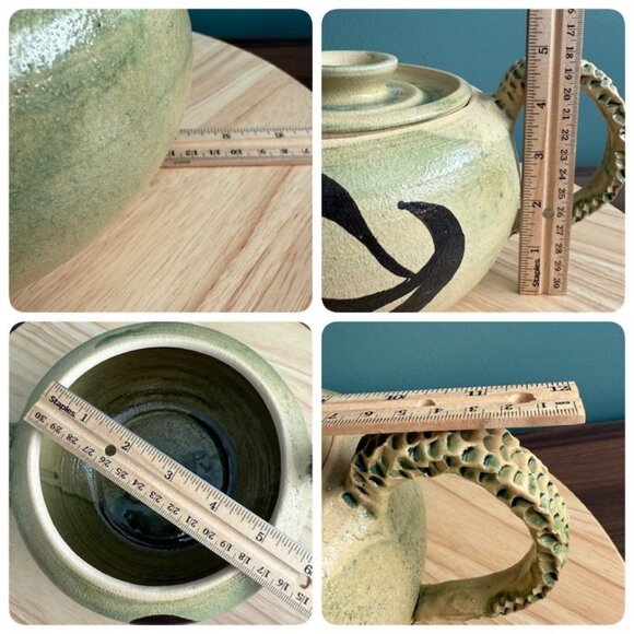 Vintage Studio Art Teapot Signed Tori Henry 94 Textured Handle Abstract Pottery - Picture 10 of 10